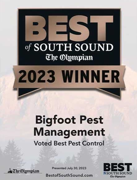 Voted Best Pest Control in 2023 by the Best of South Sound - The Olympian.